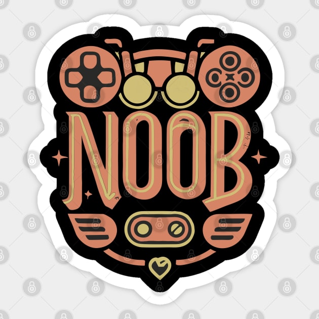 NOOB txt with Bike sign written in Vintage Style For Gamer Sticker by XYDstore